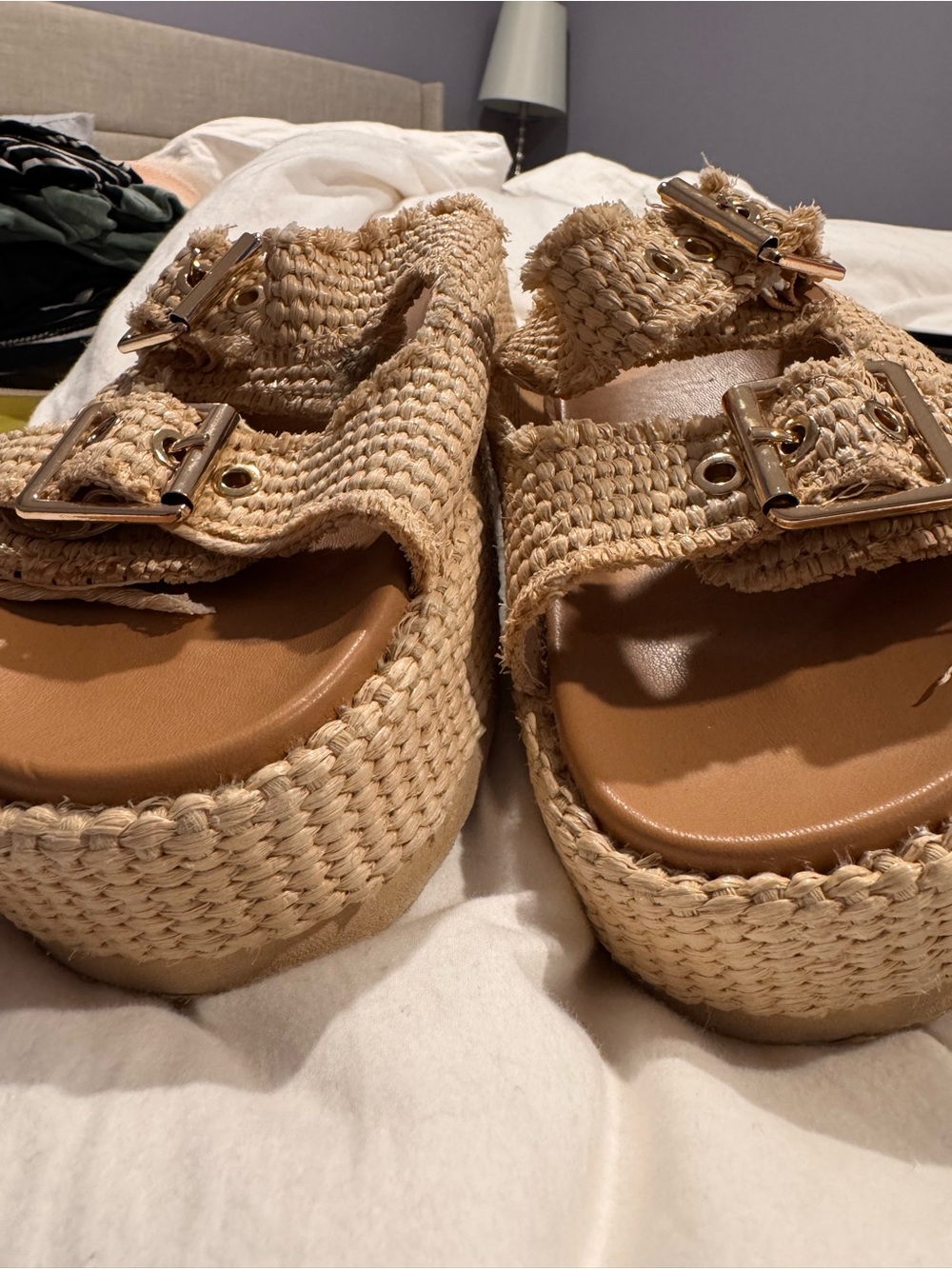 Steve Madden Karrigan Raffia Double-Buckle Slide Sandal - Picture 4 of 5